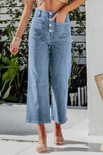 Button Fly Cropped Wide Leg Jeans by Trendsi