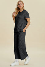 Double Take Full Size Texture Round Neck Short Sleeve Top and Pants Set by Trendsi