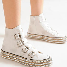 Beast Fashion Multi-Buckle Straps Studded Platform Sneakers by Trendsi