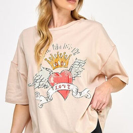 SAGE+FIG Love-Inpired Graphic Oversized T-Shirt by Trendsi