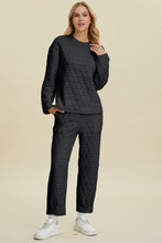 Double Take Full Size Texture Round Neck Long Sleeve Top and Pants Set by Trendsi