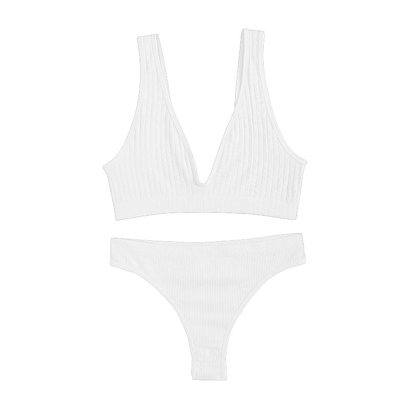 Solid Color Shockproof Beauty Back Push-up Underwear Set by Dropship man