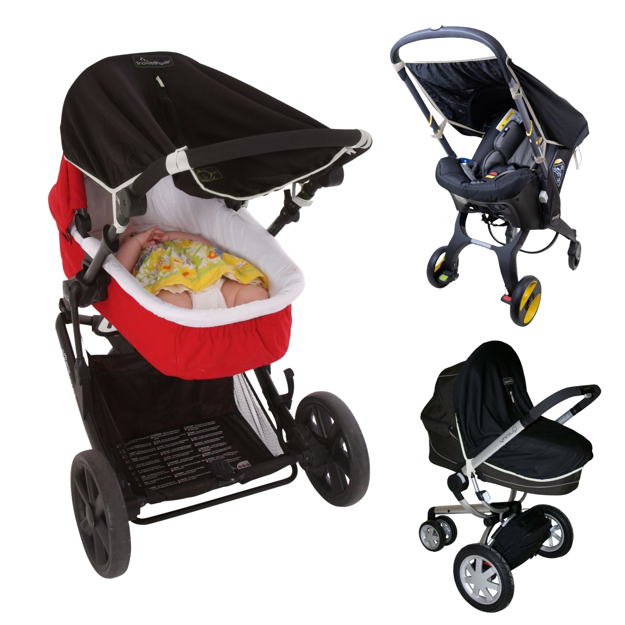 Original Pram Sunshade with 99 Percent UV Protection for Newborns Limited Edition Grey Trim by SnoozeShade