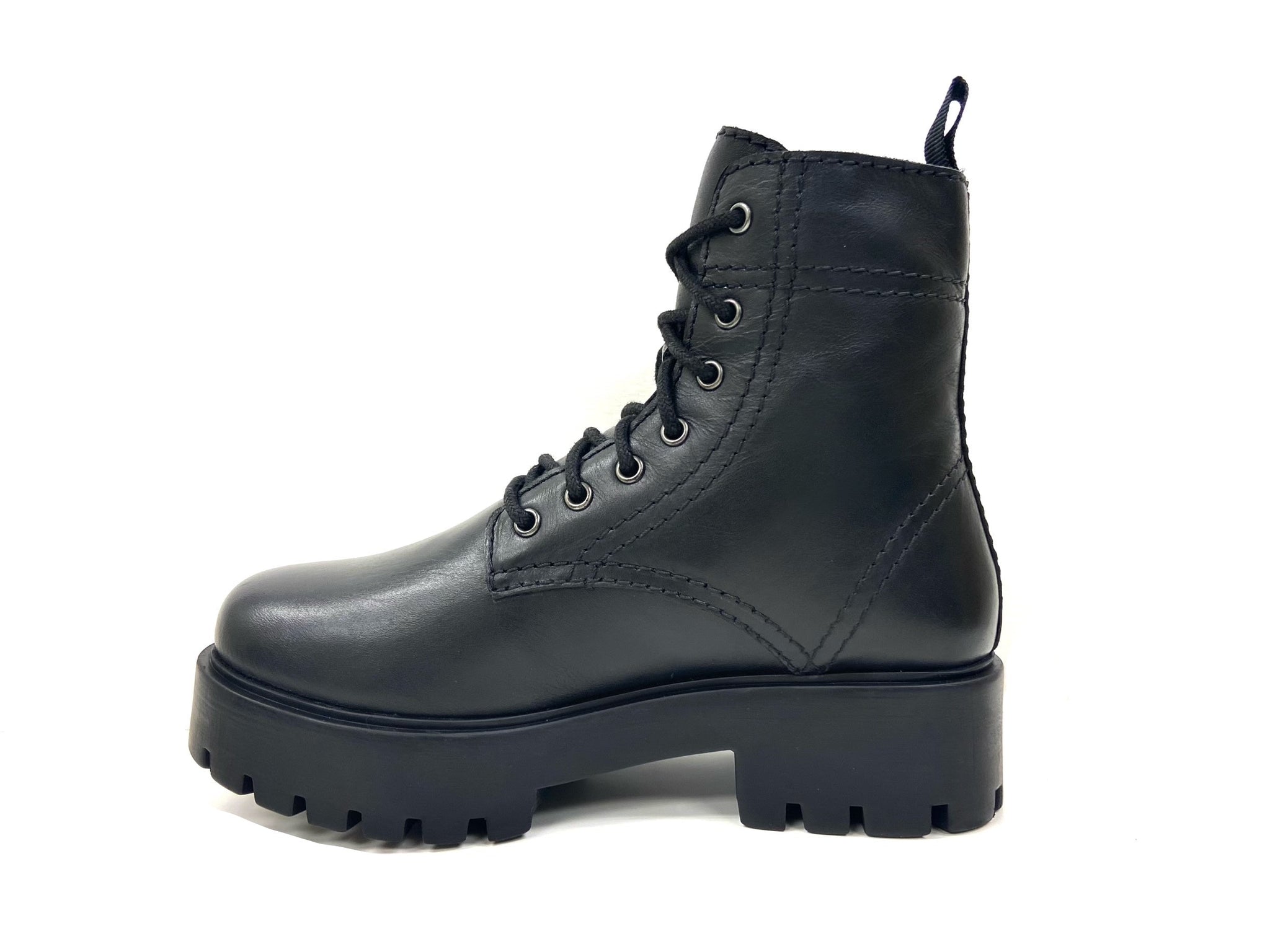 Mid-1970's Fashion Alice Black Heeled Combat Women's Boots by oobash / Buddify