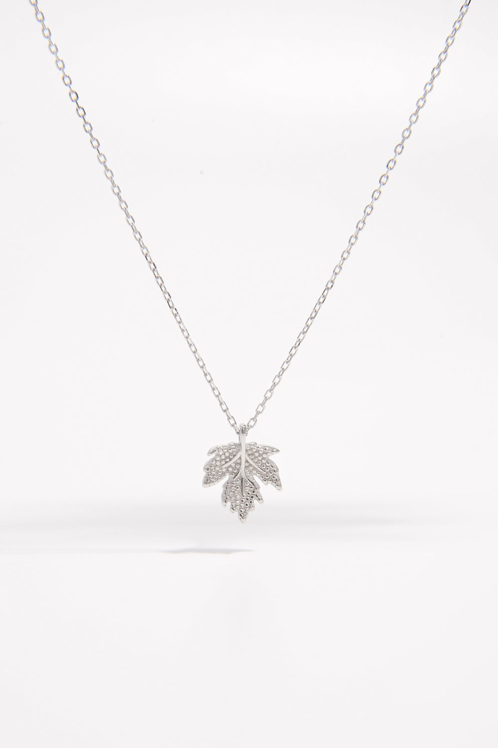 925 Sterling Silver Zircon Maple Leaf Necklace by Trendsi