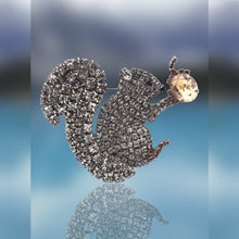 Squirrel and Acorn Pin with Swarovski Crystal Stones
