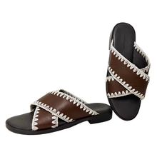 Qianna brown Leather weaved sandal by oobash / Buddify