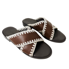 Qianna brown Leather weaved sandal by oobash / Buddify