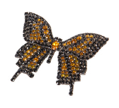 Butterfly Pin Movable Wings with Jet and Topaz Swarovski Stones