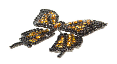 Butterfly Pin Movable Wings with Jet and Topaz Swarovski Stones