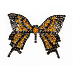 Butterfly Pin Movable Wings with Jet and Topaz Swarovski Stones