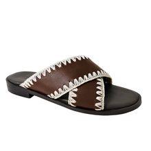 Qianna brown Leather weaved sandal by oobash / Buddify