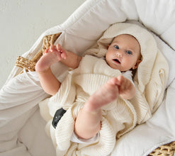 Soft bamboo baby blanket with a frill - Coconut by Lullalove UK / Buddify