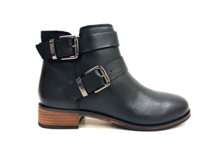 Tillie Black Stacked Bootie by oobash / Buddify