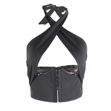 Cryptographic Breasted Sexy Halter Wrap Crop Tops Women by fashioncafee.com
