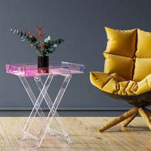 Acrylic Iridescent Coffee Table, Folding Tray End Table, Modern Chic Accent Desk-Living Room,Bedroom And Bar Serving20x14 Inch,24 Inch High by fashioncafee.com