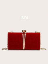 Red Rhinestone Party Clutch Bag For Women With Chain Strap by Shein