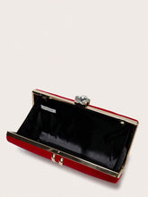 Red Rhinestone Party Clutch Bag For Women With Chain Strap by Shein