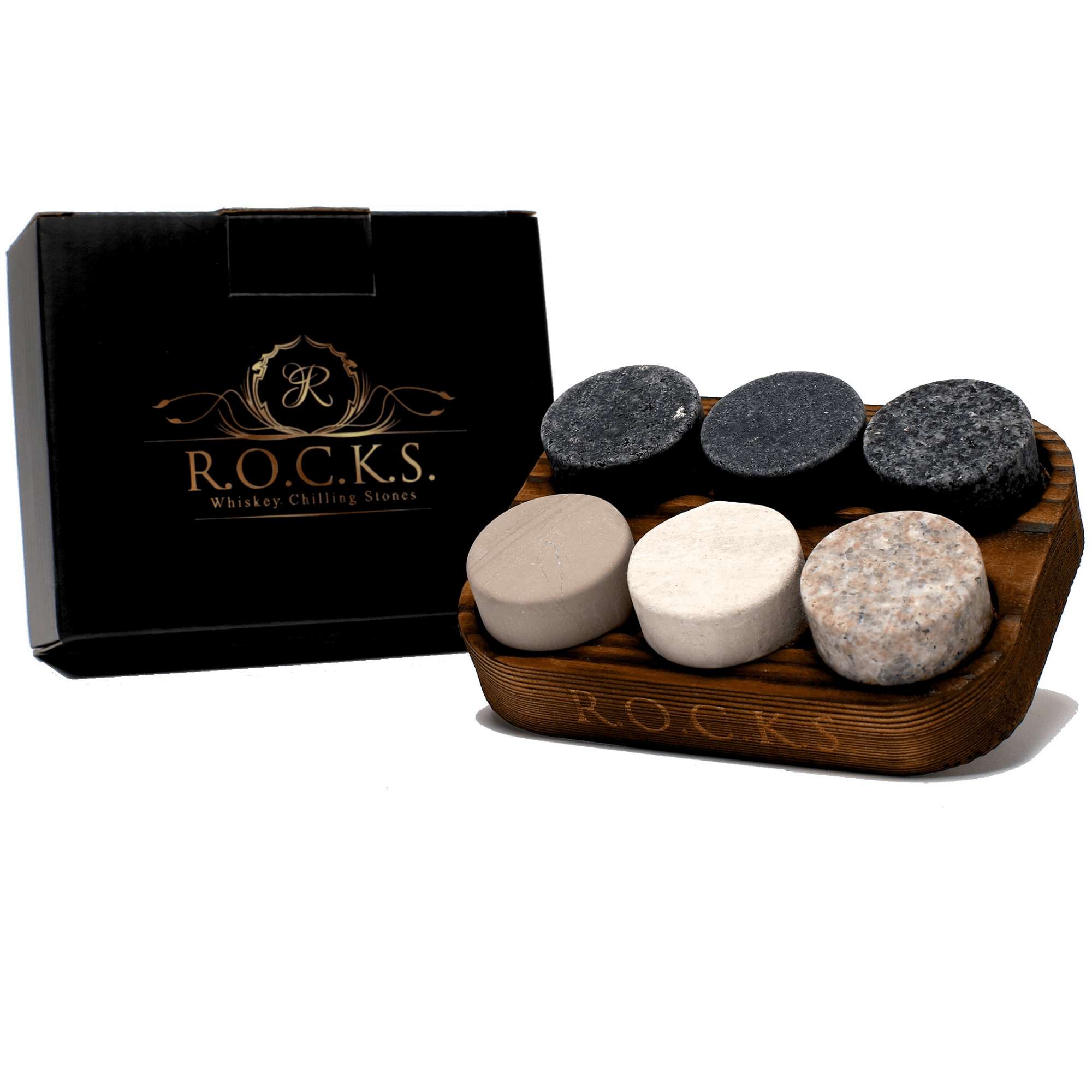 The Original Rocks ( Granite Stones used to perfectly cool fine Spirits ) by R.O.C.K.S. Whiskey Chilling Stones / Buddify
