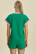 Double Take Full Size Texture Contrast T-Shirt and Shorts Set by Trendsi