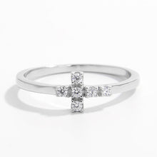 925 Sterling Silver Zircon Cross Ring by Trendsi