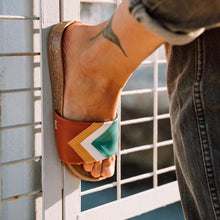 'SUNSET' - Türkise Sandalen in Ocean, Weiß, Senf, Terracotta - vegan by Fünve / Buddify