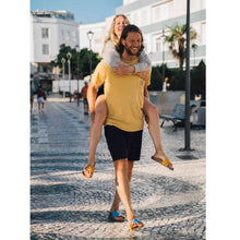 'SKY' - Blaue Sandalen in Azur, Weiß, Terracotta, Senf - vegan by Fünve / Buddify