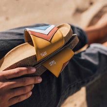 'SKY' - Blaue Sandalen in Azur, Weiß, Terracotta, Senf - vegan by Fünve / Buddify