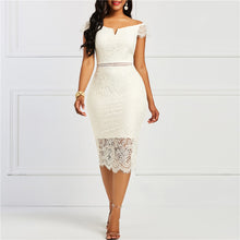 Lace Off Shoulder Knee Dress by CJ dropshipping