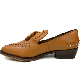 Bella Tan Studded Mules by oobash