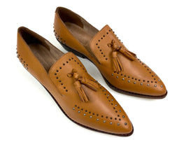 Bella Tan Studded Mules by oobash