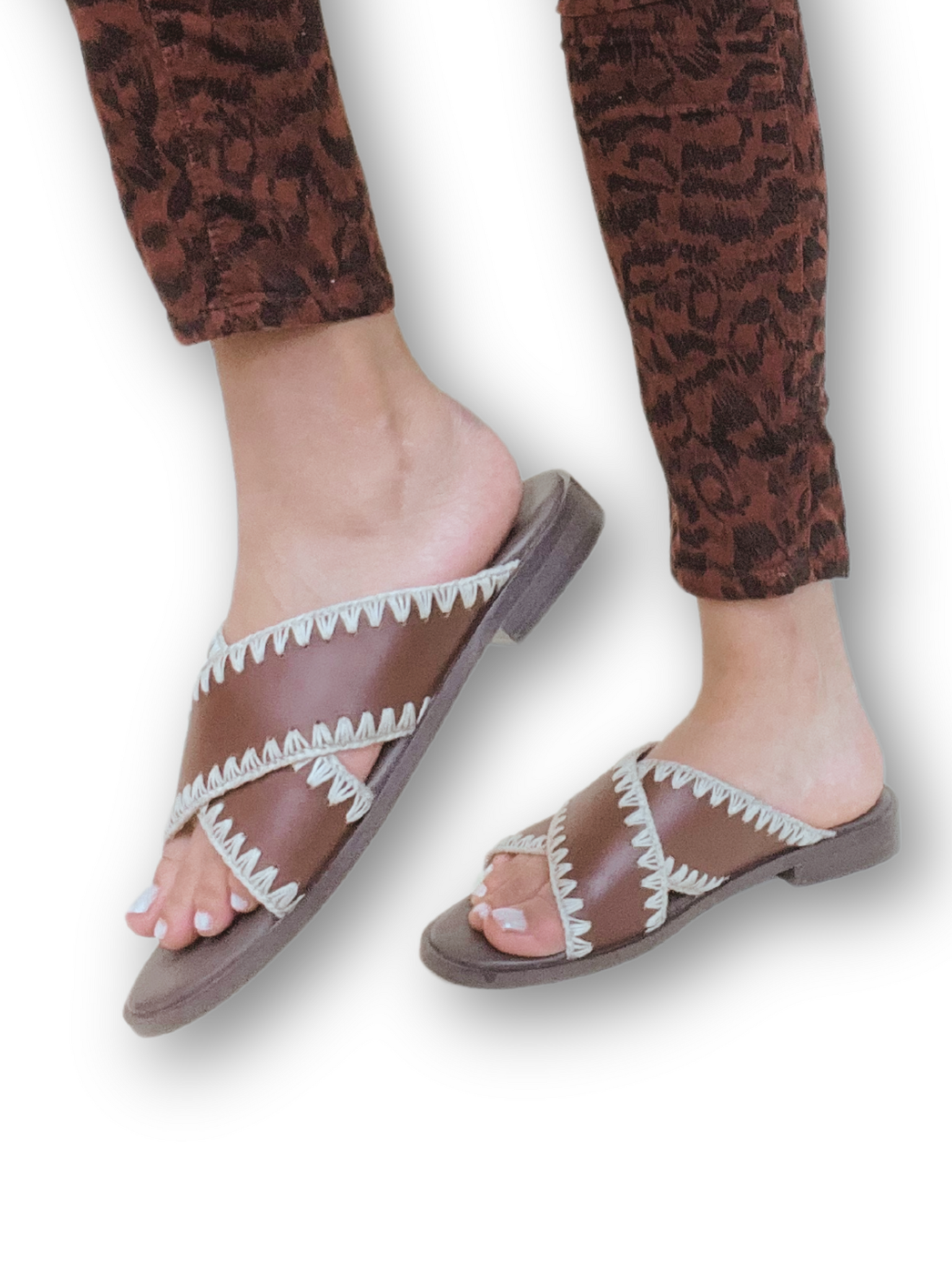 Qianna brown Leather weaved sandal by oobash / Buddify