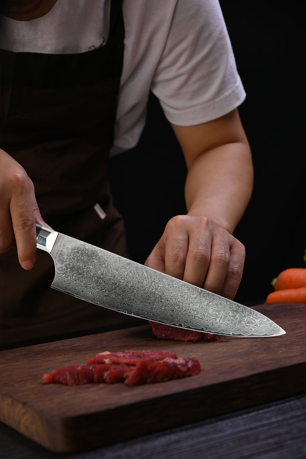 Kegani 8 Inch Japanese Kiritsuke Chef Knife, Japanese 67 Layers VG-10 Damascus Knife, Ebony FullTang Handle Natural Texture Japanese Knife Sushi Knife Gyuto Knife by Kagani Brands