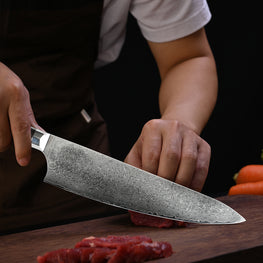 Kegani 8 Inch Japanese Kiritsuke Chef Knife, Japanese 67 Layers VG-10 Damascus Knife, Ebony FullTang Handle Natural Texture Japanese Knife Sushi Knife Gyuto Knife by Kagani Brands