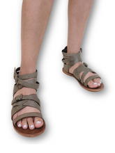 Ariel gladiator green leather sandal by oobash / Buddify