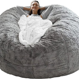Bean Bag Chair Coverit Was Only A Cover, Not A Full Bean Bag Chair Cushion, Big Round Soft Fluffy PV Velvet Sofa Bed Cover, Living Room Furniture, Lazy Sofa Bed Cover,5ft Light Grey by fashioncafee.com