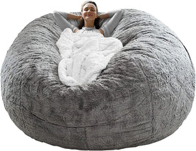 Bean Bag Chair Coverit Was Only A Cover, Not A Full Bean Bag Chair Cushion, Big Round Soft Fluffy PV Velvet Sofa Bed Cover, Living Room Furniture, Lazy Sofa Bed Cover,5ft Light Grey by fashioncafee.com