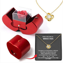 Fashion Jewelry Box Red Apple Christmas Gift Necklace Eternal Rose For Girl Mother's Day Valentine's Day Gifts With Artificial Flower Rose Flower Jewelry Box by fashioncafee.com