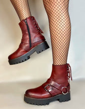 Claire Red Biker Boots by oobash