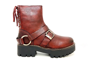 Claire Red Biker Boots by oobash