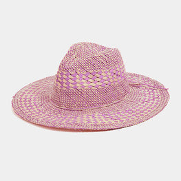 Fame Checkered Straw Weave Sun Hat by Trendsi