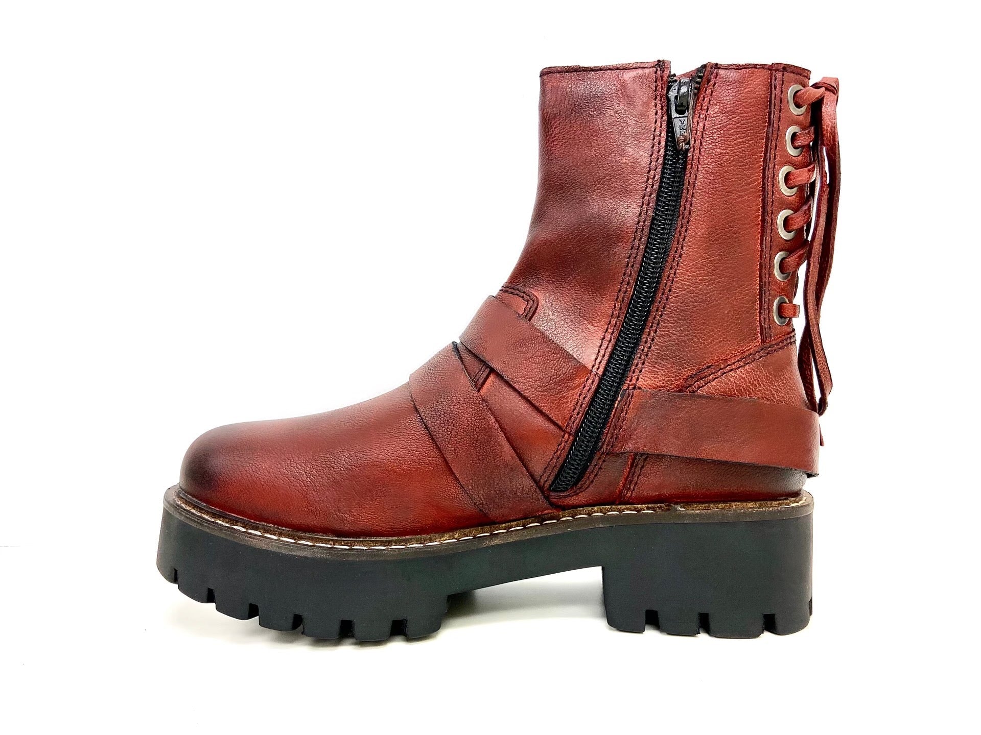 Claire Red Biker Boots by oobash