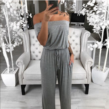 One-line neck slim short-sleeved stitching jumpsuit by Wiio