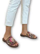 Rose Brown embroidered suede leather Mule by oobash