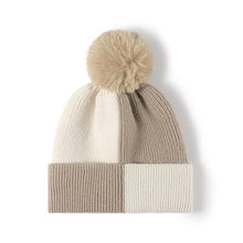 Color Block Knit Hat with Pom-pom by Trendsi