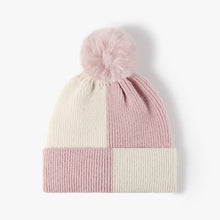Color Block Knit Hat with Pom-pom by Trendsi
