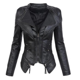 Gothic Black Faux Leather Jacket For Women by Wiio