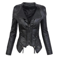 Gothic Black Faux Leather Jacket For Women by Wiio