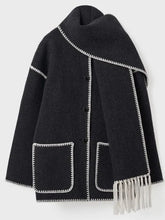 Luxurious Faux Cashmere Splice Overcoat With Scarf by ZenDrop Shipping