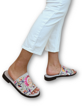 Rose Ice embroidered suede leather Mule by oobash / Buddify